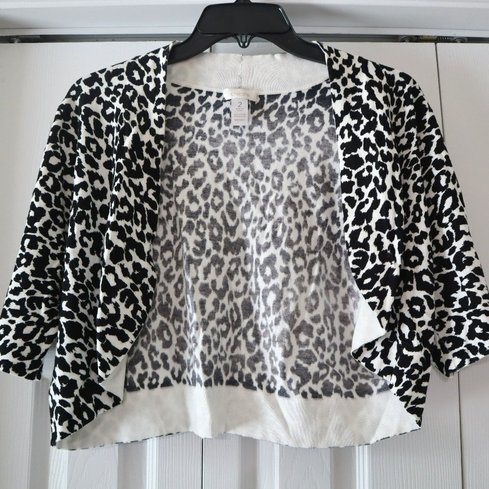 Chico's Cheetah Short Sleeve Cardigan